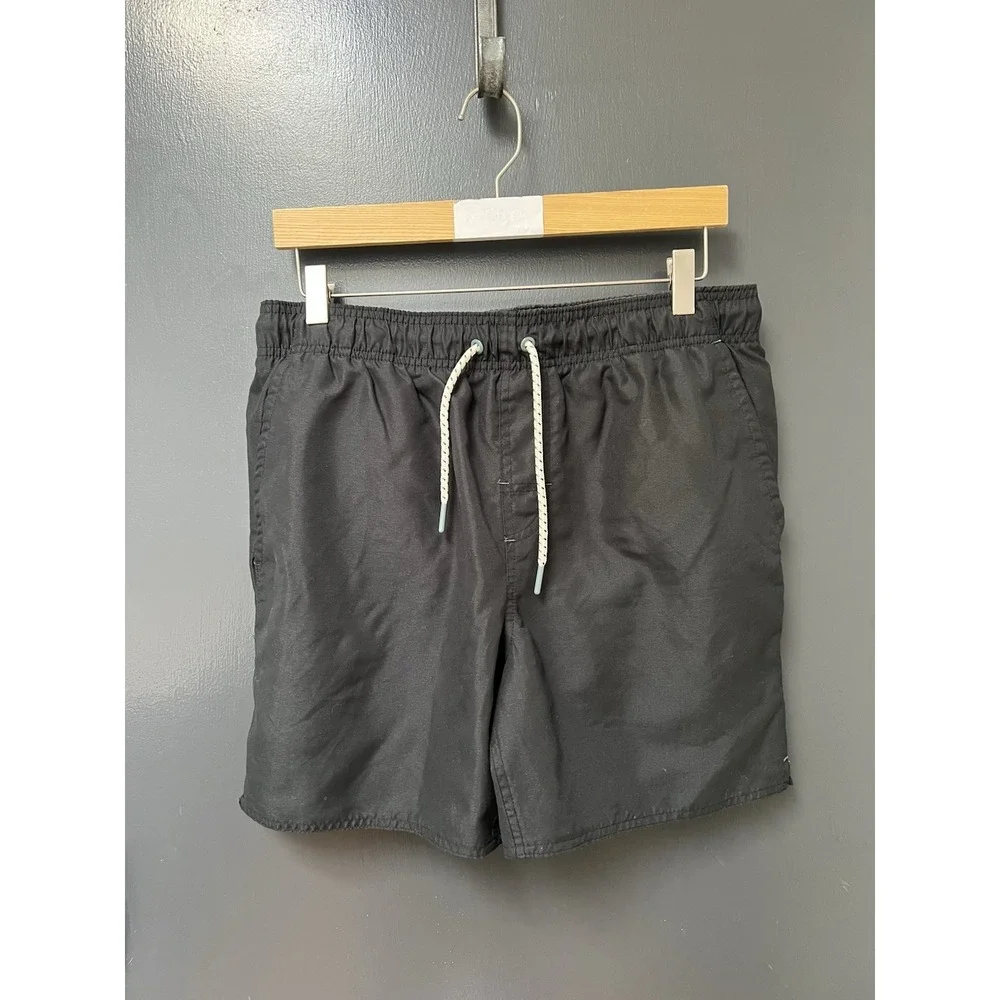Laguna Mens Volley Swim Shorts Sz M Black Lined 6